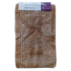 2x Bath Mat Set - Brown