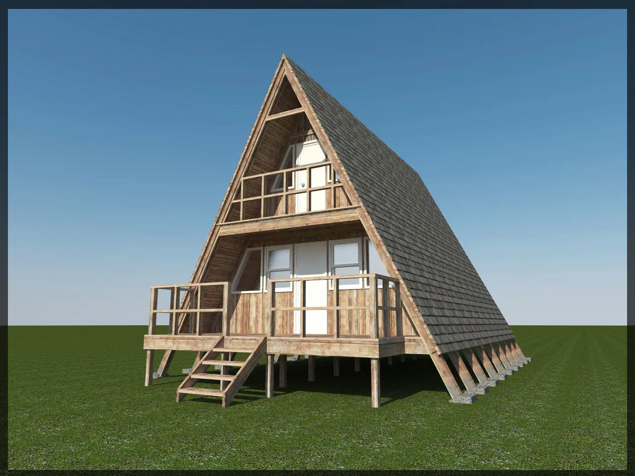 A-Frame Cabins Plans 24' x 21' Two Story A Frame Cabin Vacation Tiny House DIY