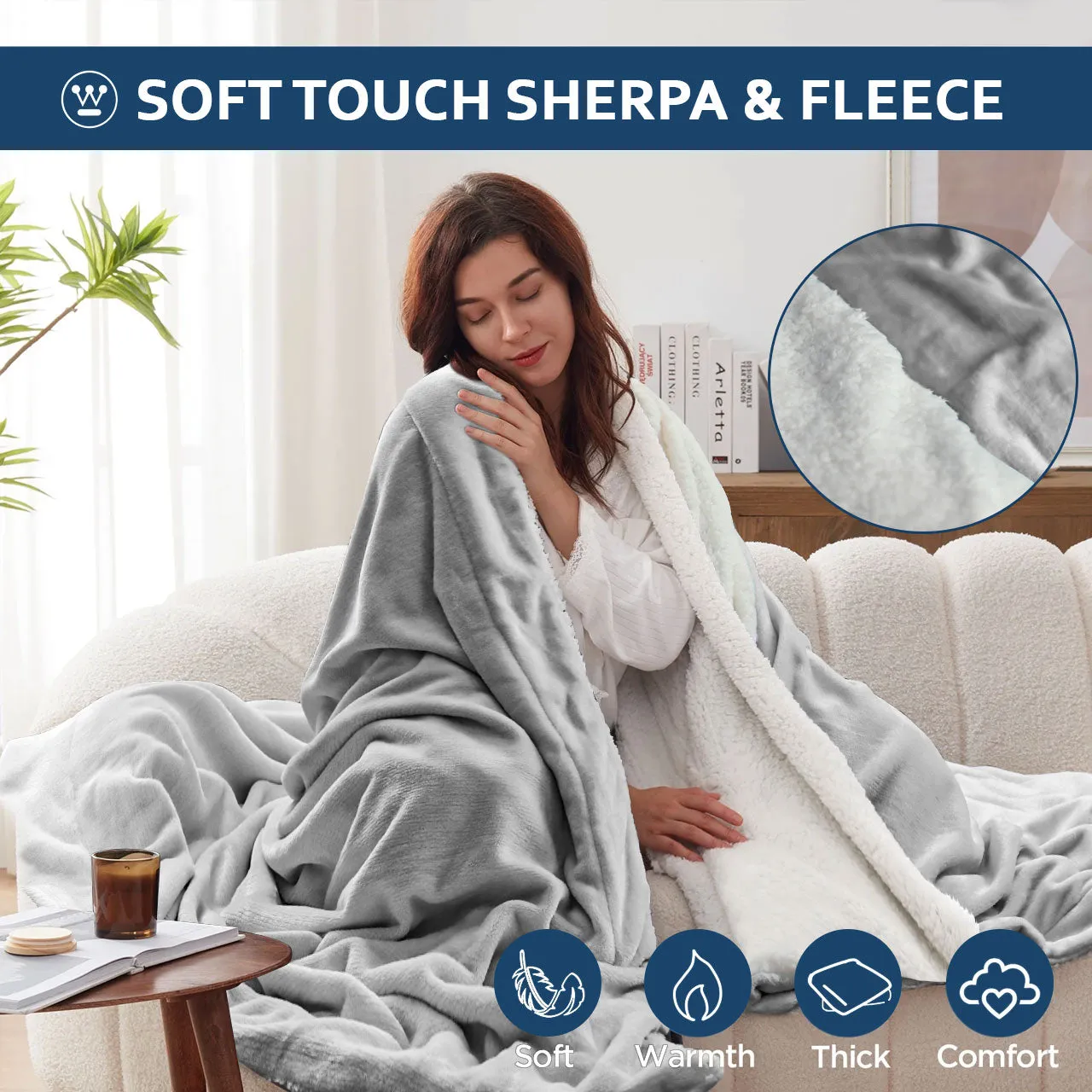 All Seasons UltraSoft Sherpa Blanket Throw