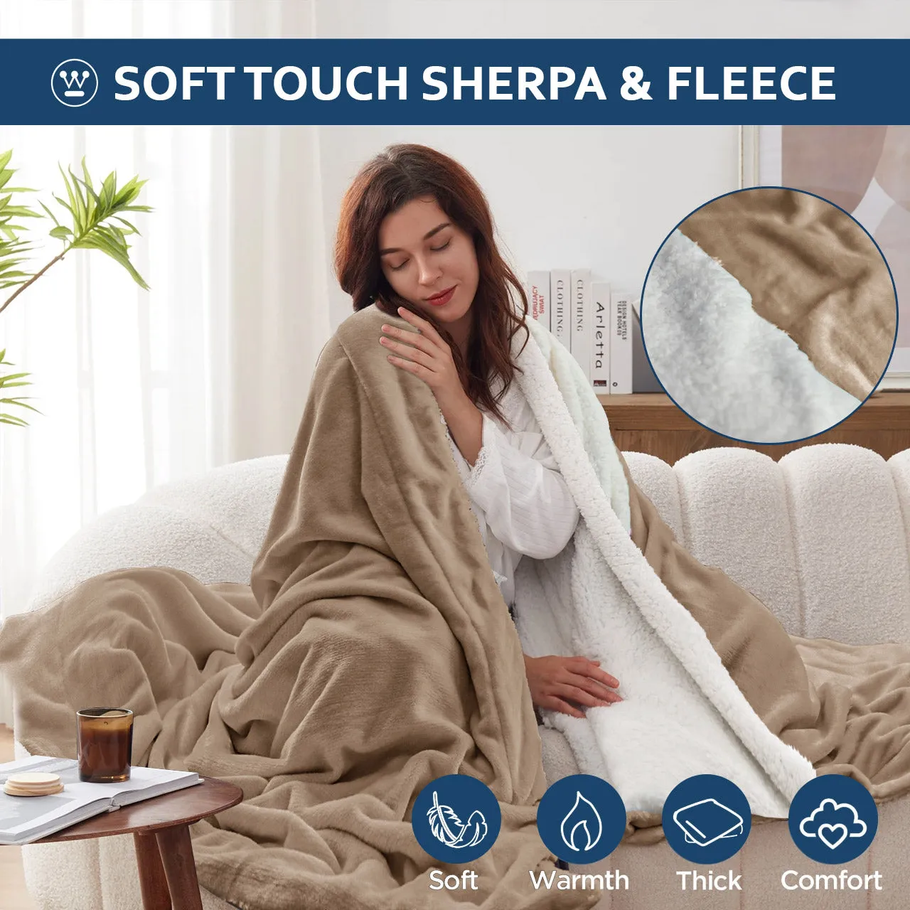 All Seasons UltraSoft Sherpa Blanket Throw