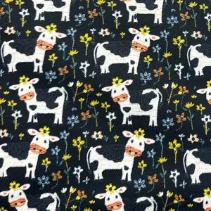 Appliqued Cows 1 mil PUL Fabric - Made in the USA