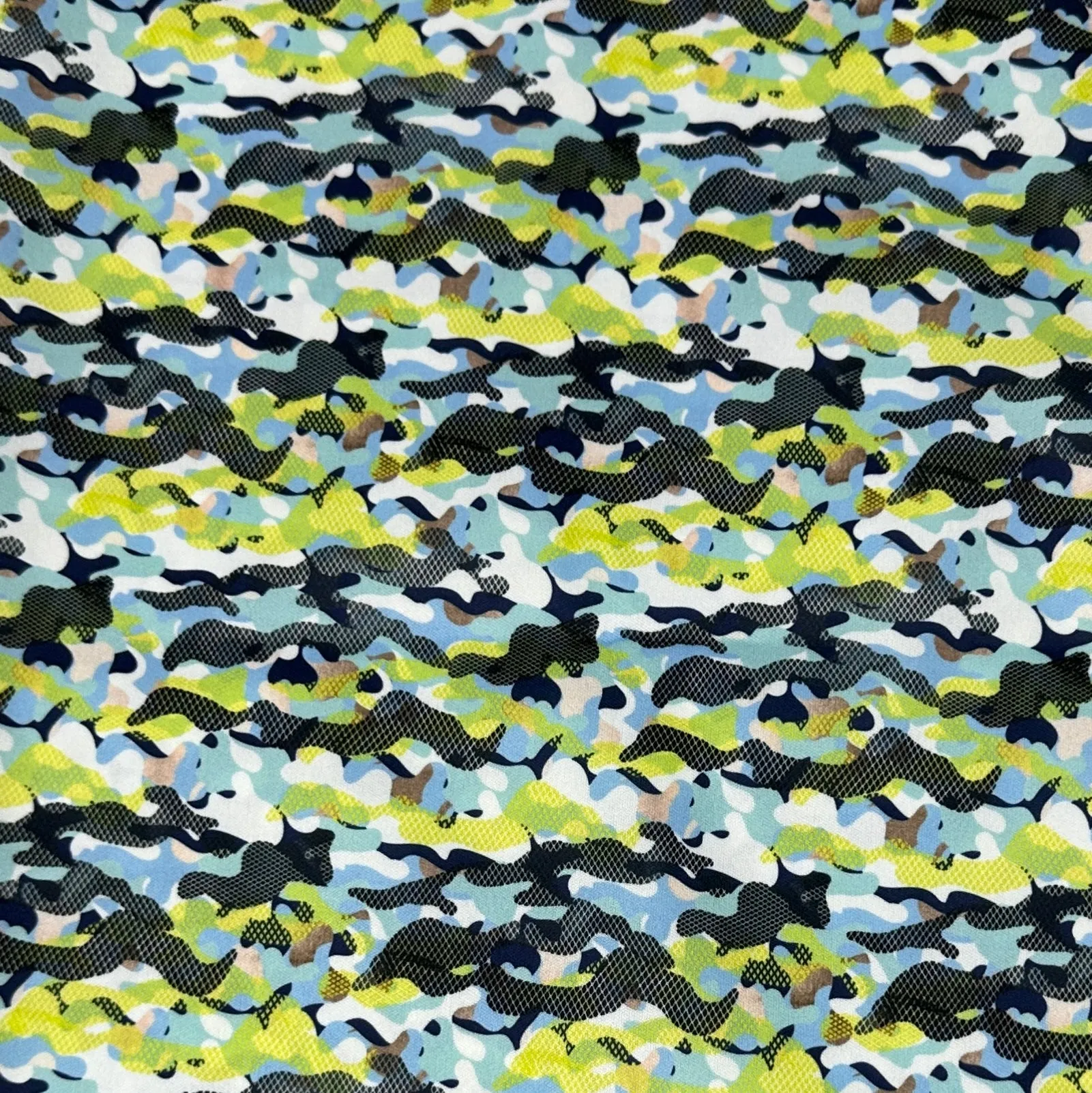 Aqua and Black Camo 1 mil PUL Fabric - Made in the USA