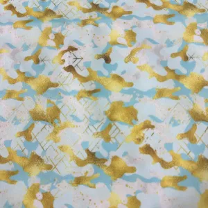 Aqua and Gold Camo 1 mil PUL Fabric - Made in the USA