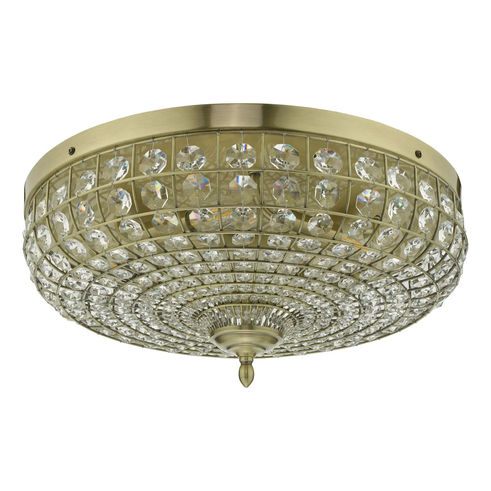 Asmara 5 Light Flush Antique Brass Crystal