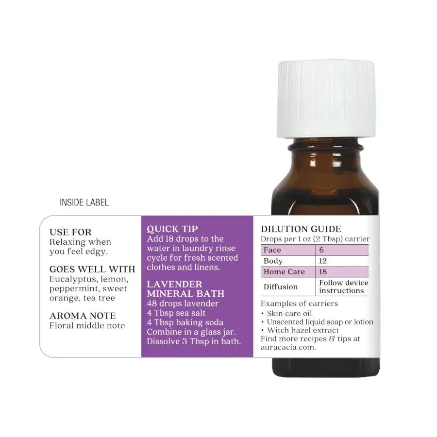 Aura Cacia Lavender Essential Oil 0.5 oz Oil