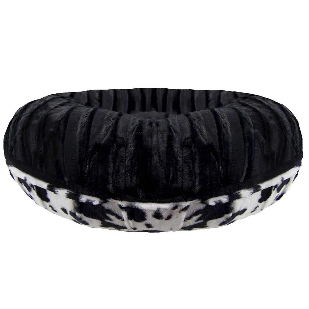 Bagel Dog Bed Black Puma/Spotted Pony