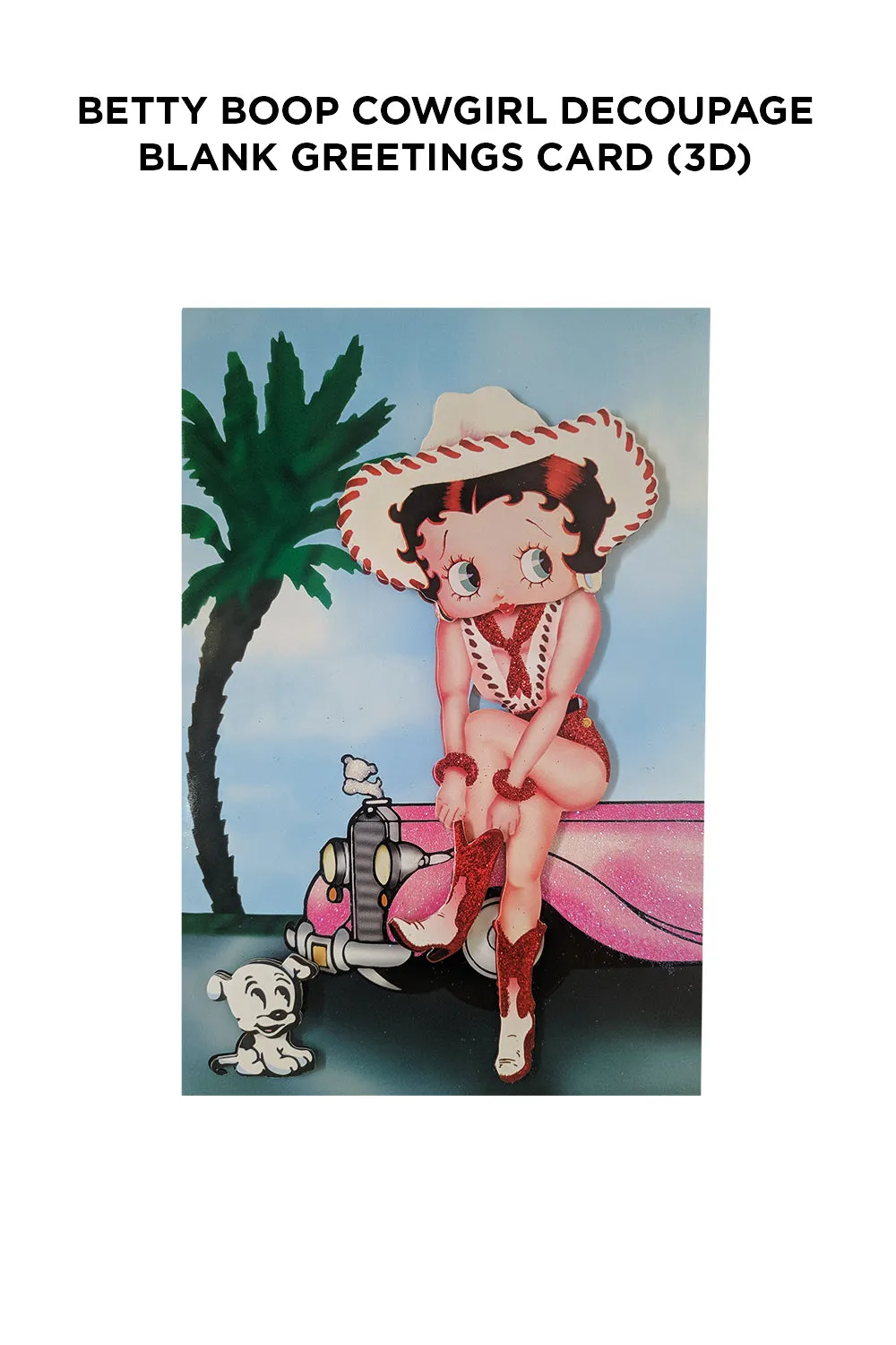 Betty Boop Cowgirl Decoupage Blank Greetings Card (3D)