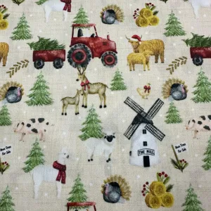 Christmas Farm 1 mil PUL Fabric - Made in the USA