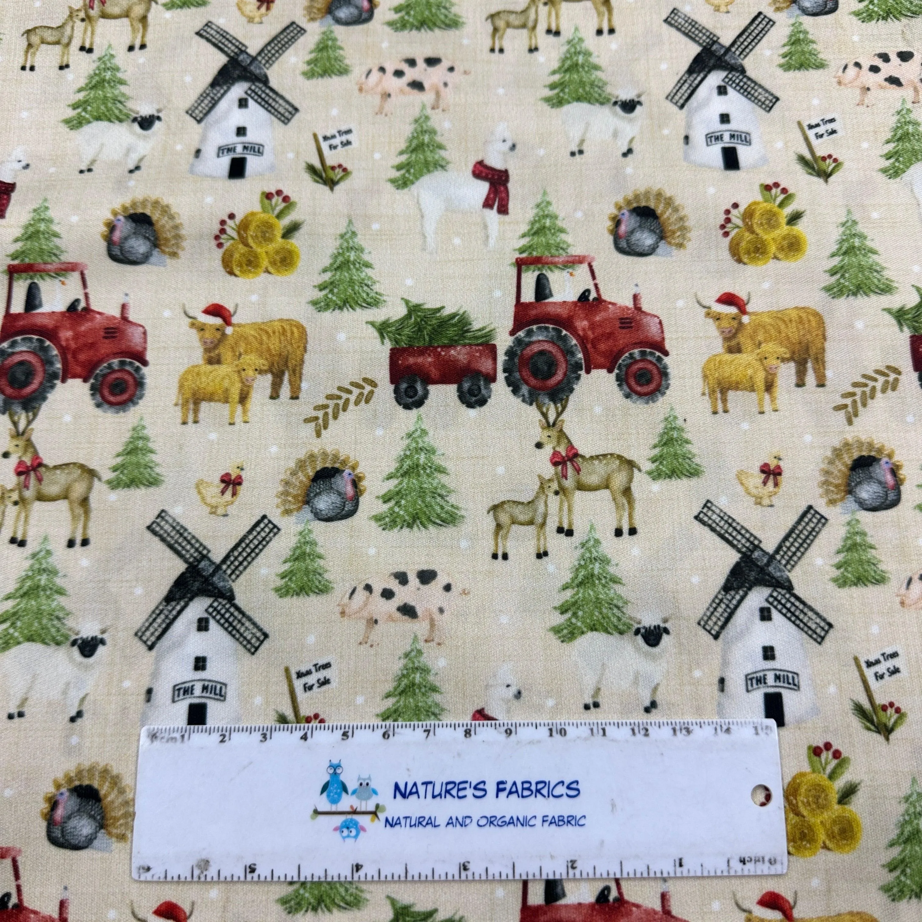 Christmas Farm 1 mil PUL Fabric - Made in the USA