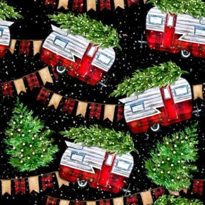 Christmas Tree Campers 1 mil PUL Fabric - Made in the USA