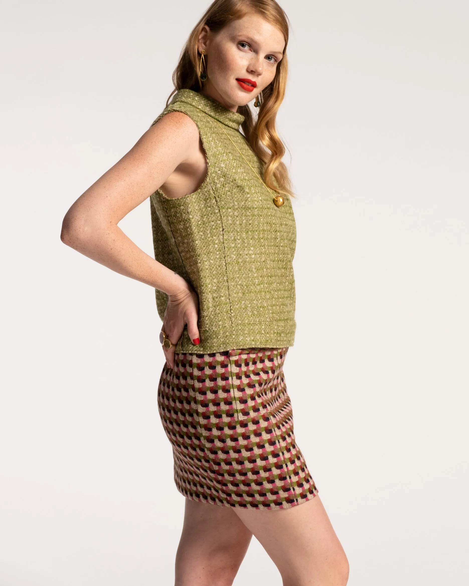 Colette Top Cedar Boucle Wool Green