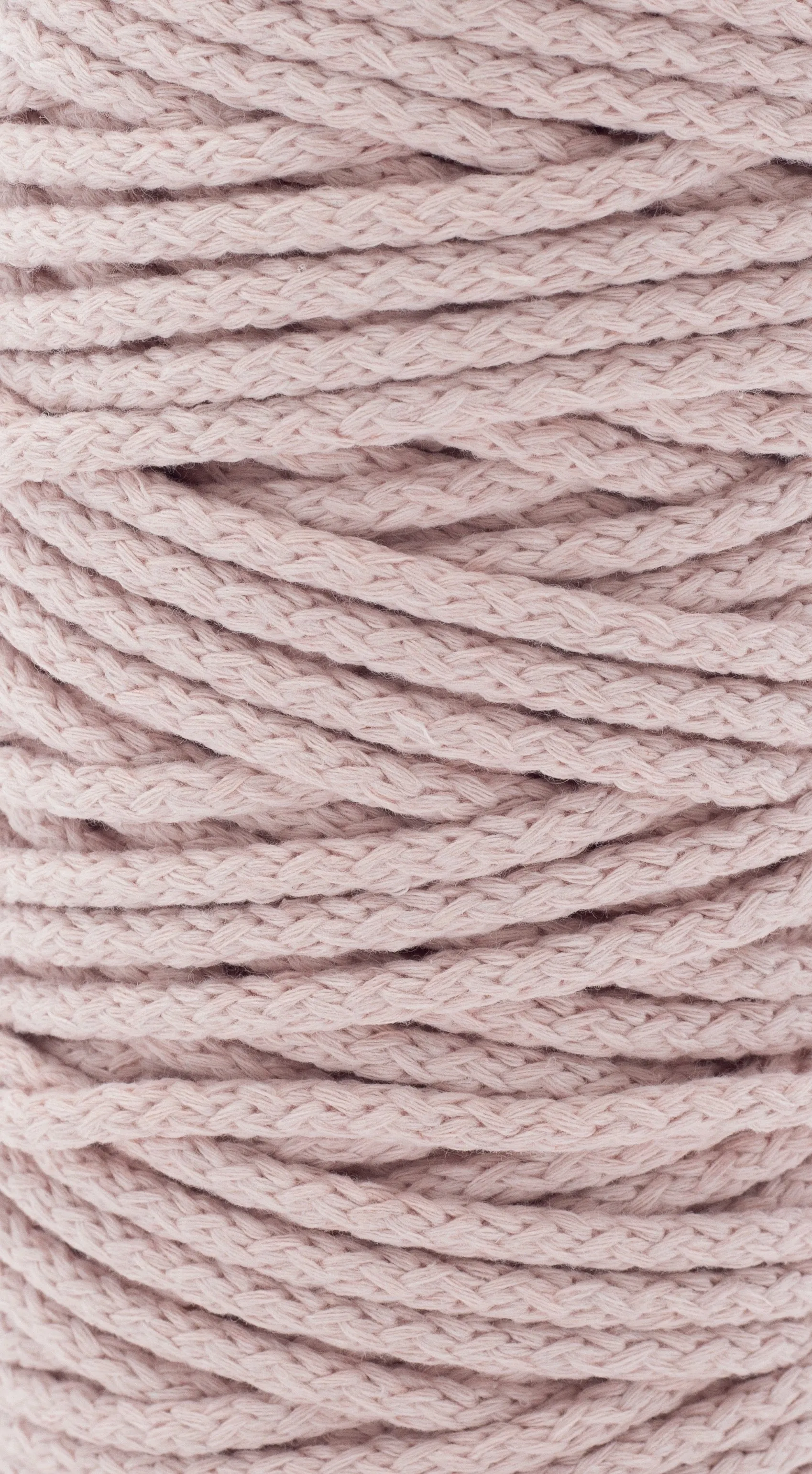 Cotton Braided Cord - 5mm - Powder Pink ♻️