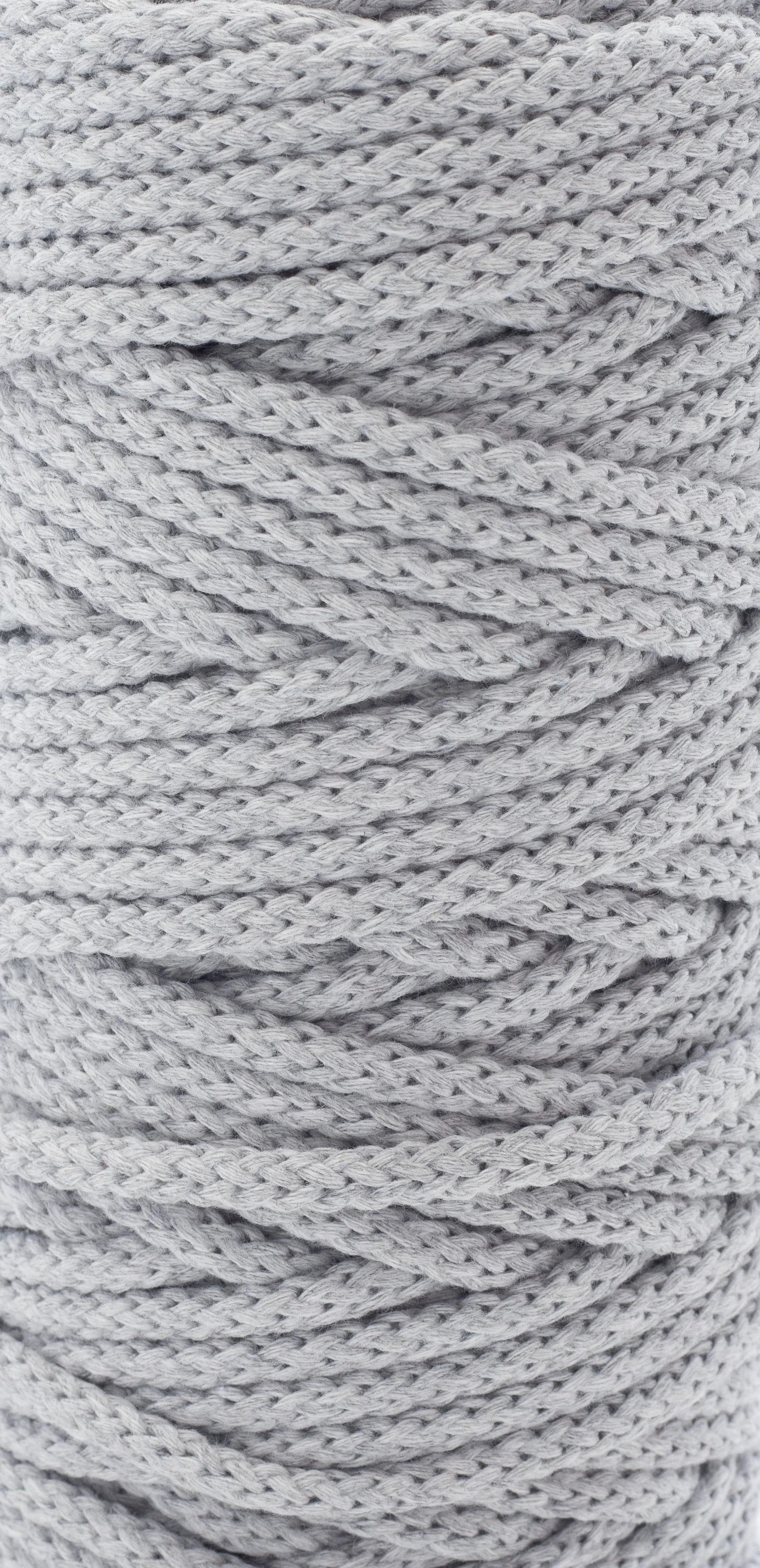 Cotton Braided Cord - 5mm - Soft Gray ♻️