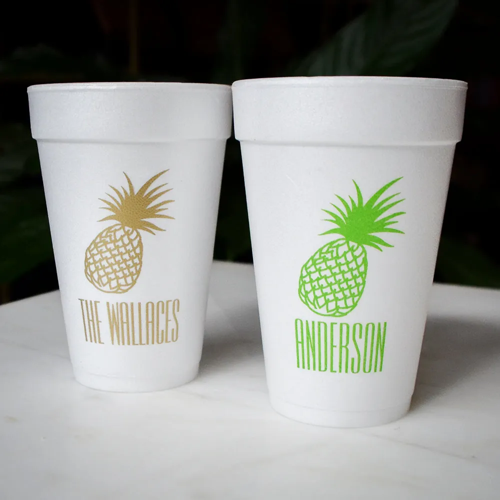 Custom Tropical Pineapple Foam Cups