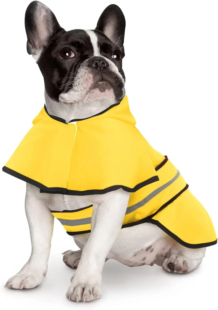 Dog Raincoat Hooded Slicker Poncho for Small to X-Large Dogs and Puppies Yellow - S