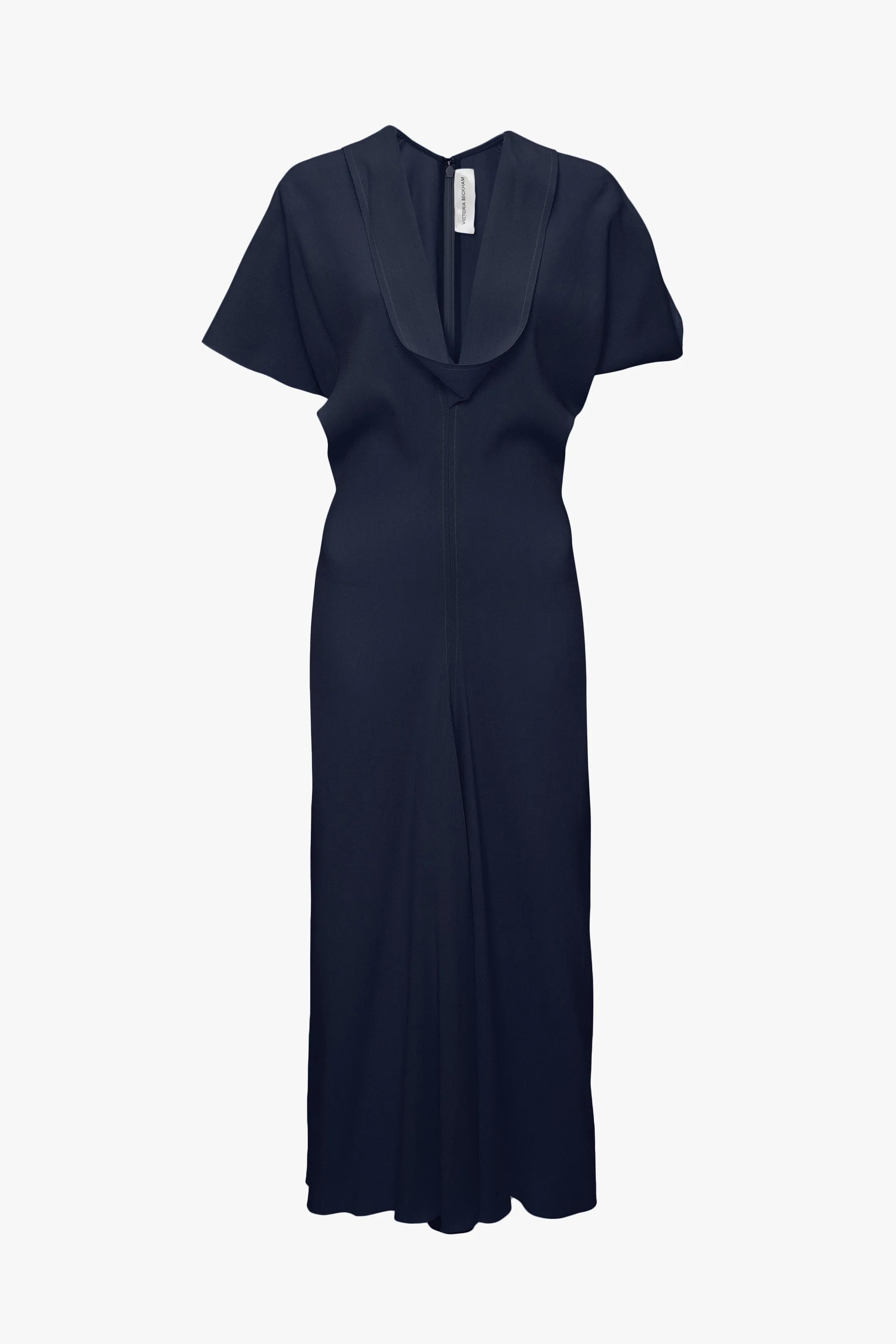 Drape Sleeve V-Neck Midi In Ink Blue