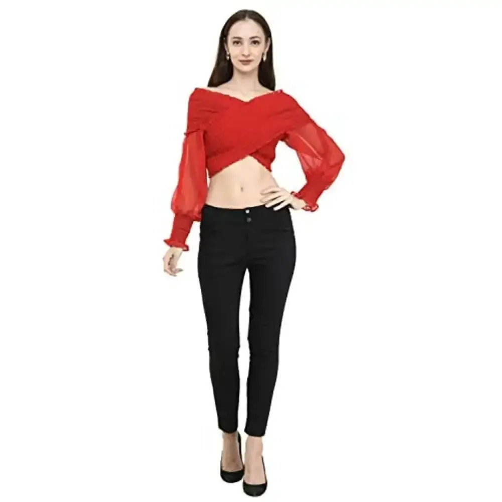 Fashion Hub Women Maroon Georgette top