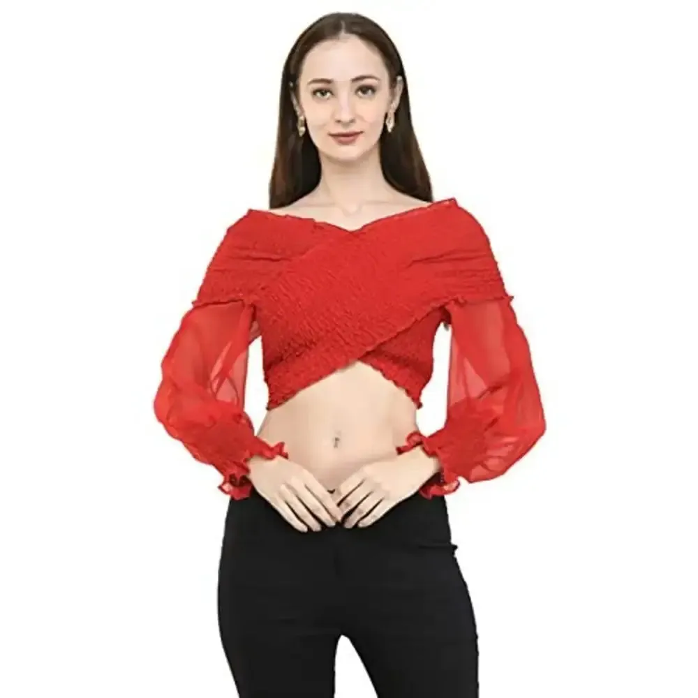 Fashion Hub Women Maroon Georgette top