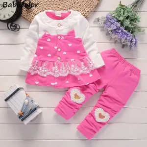 Girls Spring Autumn T-shirt Pants Outfit Toddler Girls*