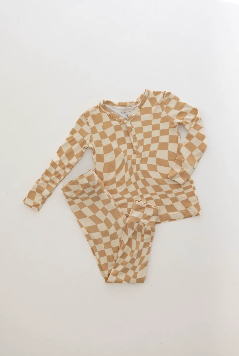 Gold Coast Wavy Checker  | Bamboo Two Piece Pajamas