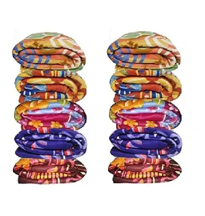 Goyal's ® Fleece Double Bed Multicolour Printed Blanket - Set of 10