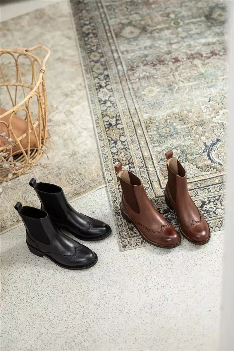 Handcrafted Genuine Leather Women's Chelsea Boots – Timeless Elegance and Comfort