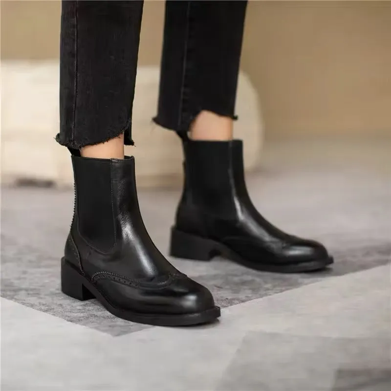 Handcrafted Genuine Leather Women's Chelsea Boots – Timeless Elegance and Comfort