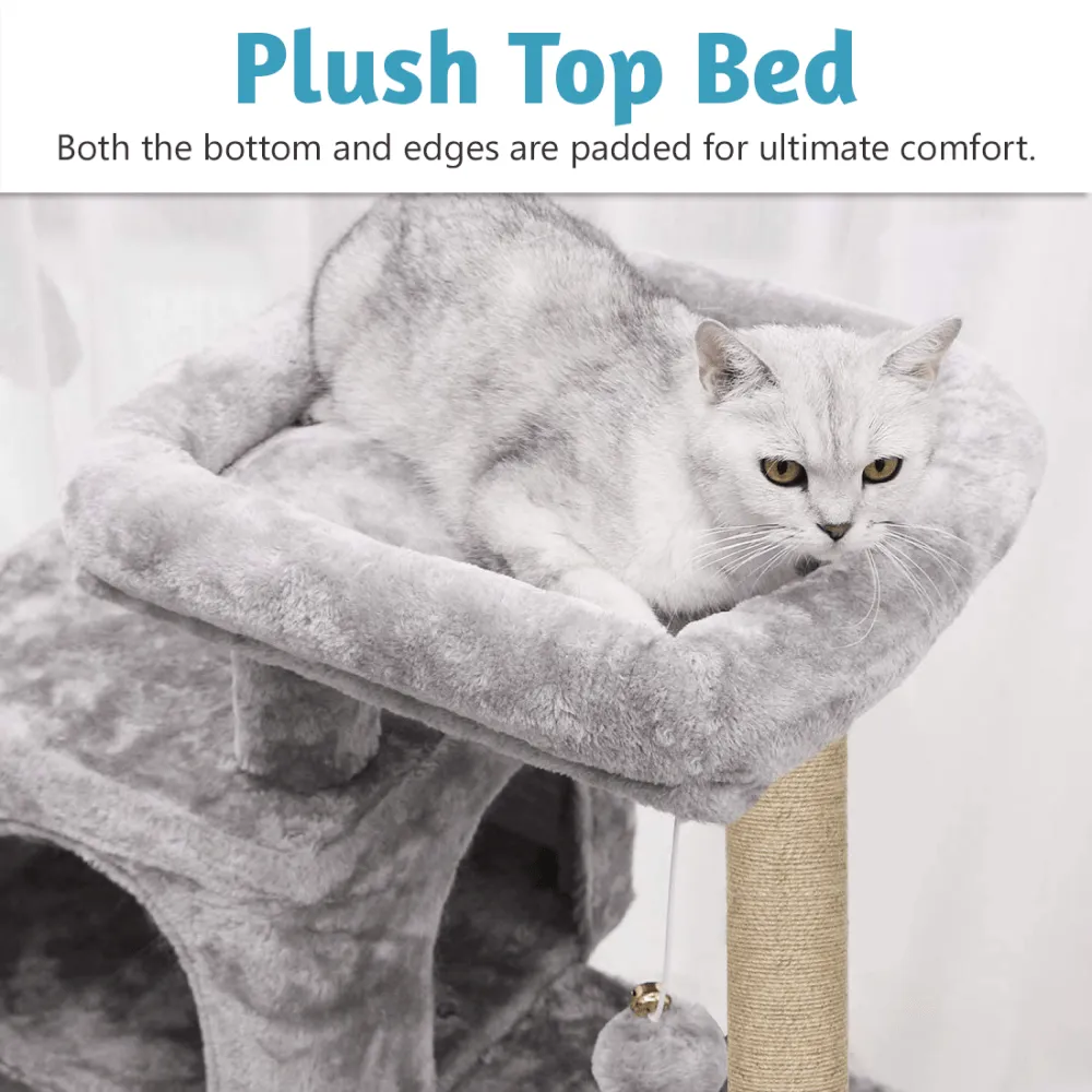 Hiputee Condo Activity Tree with Scratching Post for Kittens & Cats (Grey)