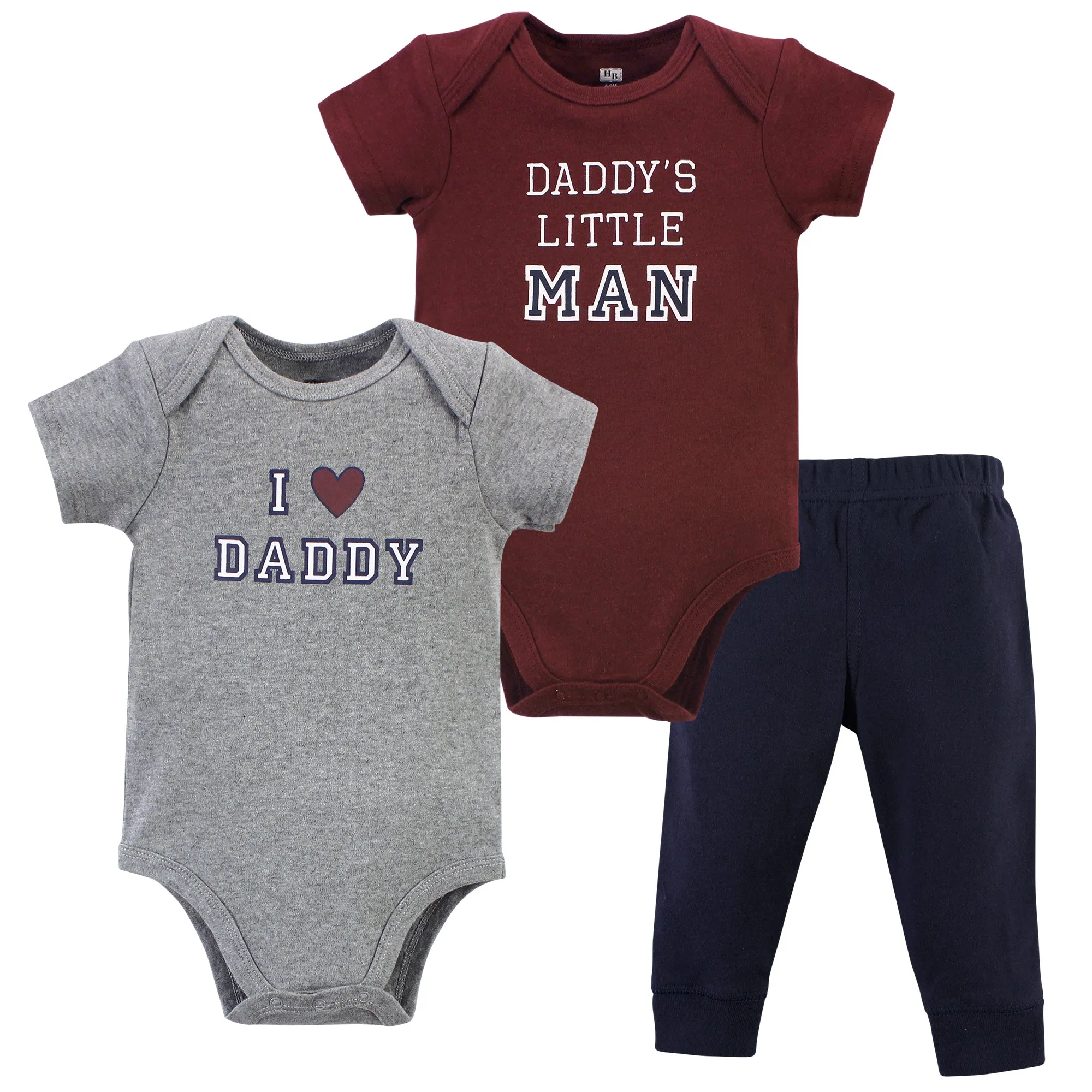 Hudson Baby Cotton Bodysuit and Pant Set, Boy Daddy Short Sleeve