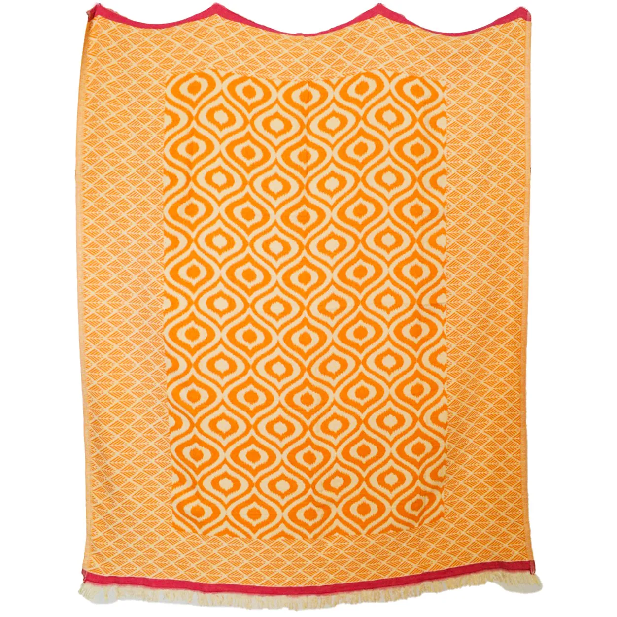 Ikat Design Turkish Towel Throw Blanket Orange