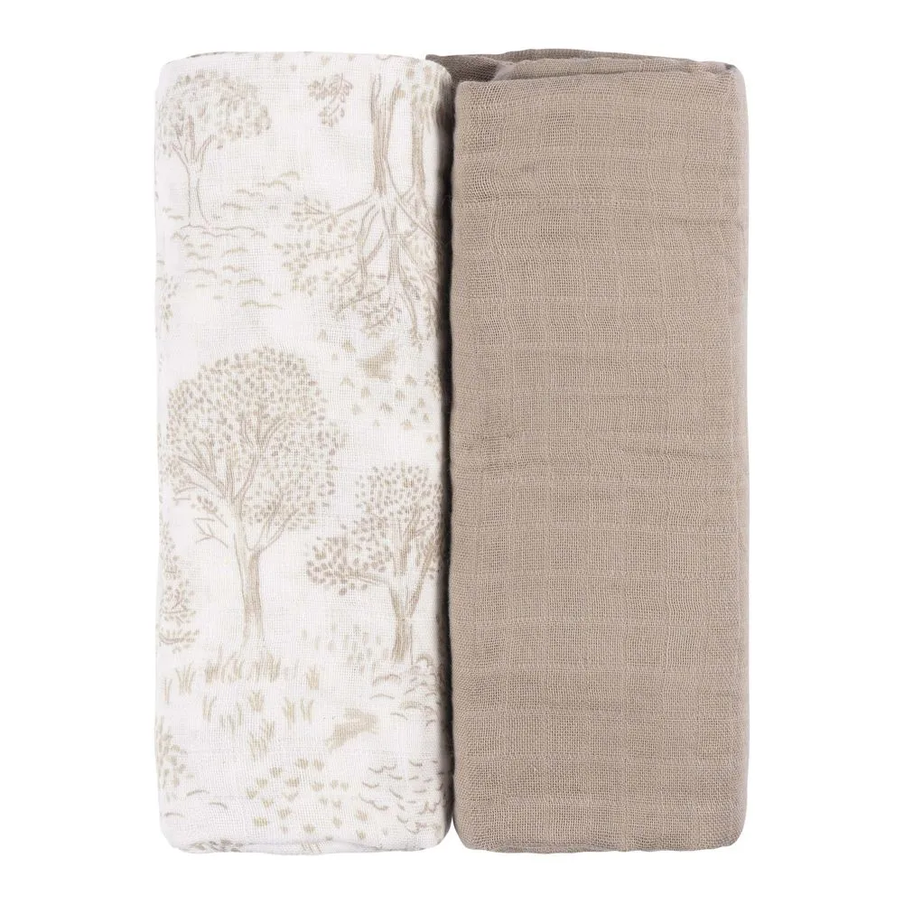 Just Born 2-Pack Cotton Muslin Swaddle Blankets Set