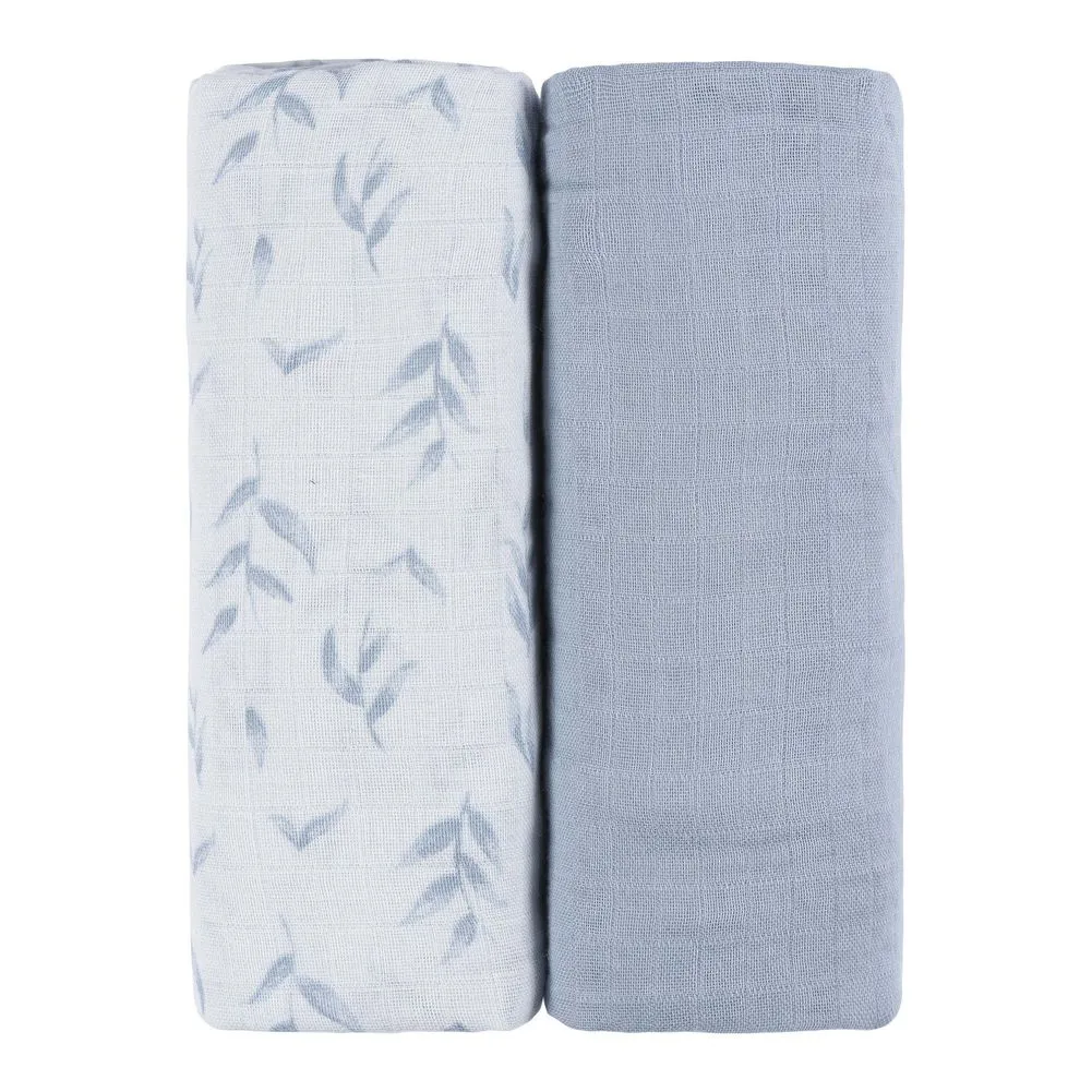 Just Born 2-Pack Cotton Muslin Swaddle Blankets Set