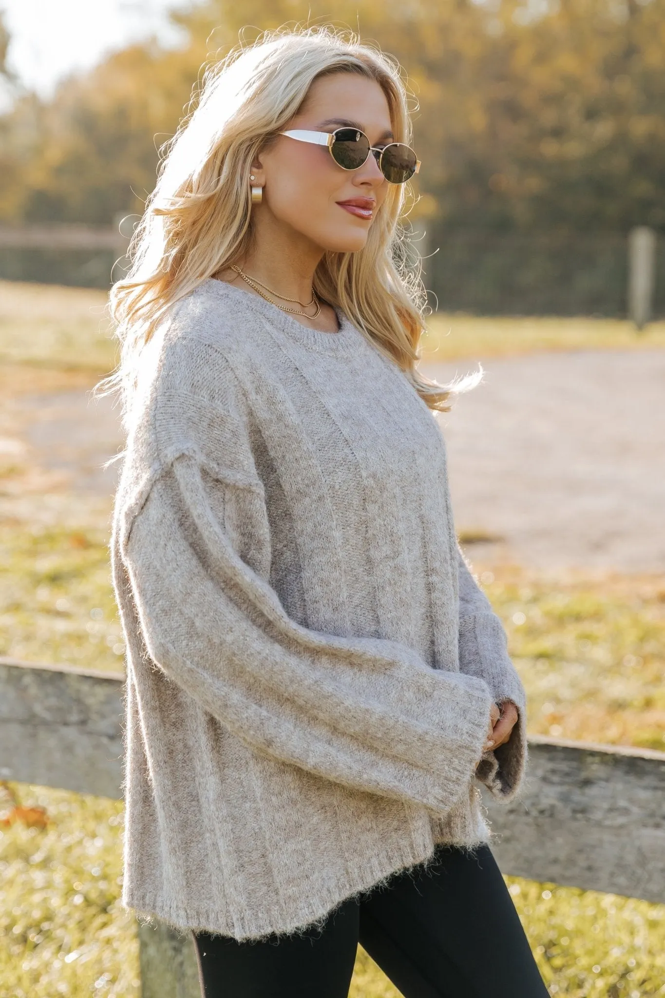 Light Mocha Oversized Ribbed Sweater