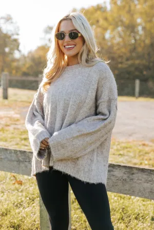 Light Mocha Oversized Ribbed Sweater