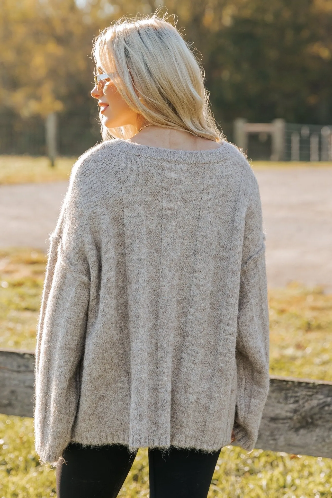 Light Mocha Oversized Ribbed Sweater