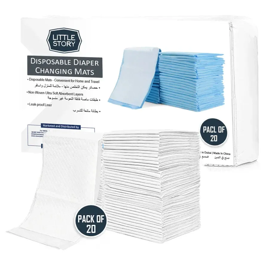 Little Story Disposable Diaper Changing Mats - Pack of 20pcs (White)