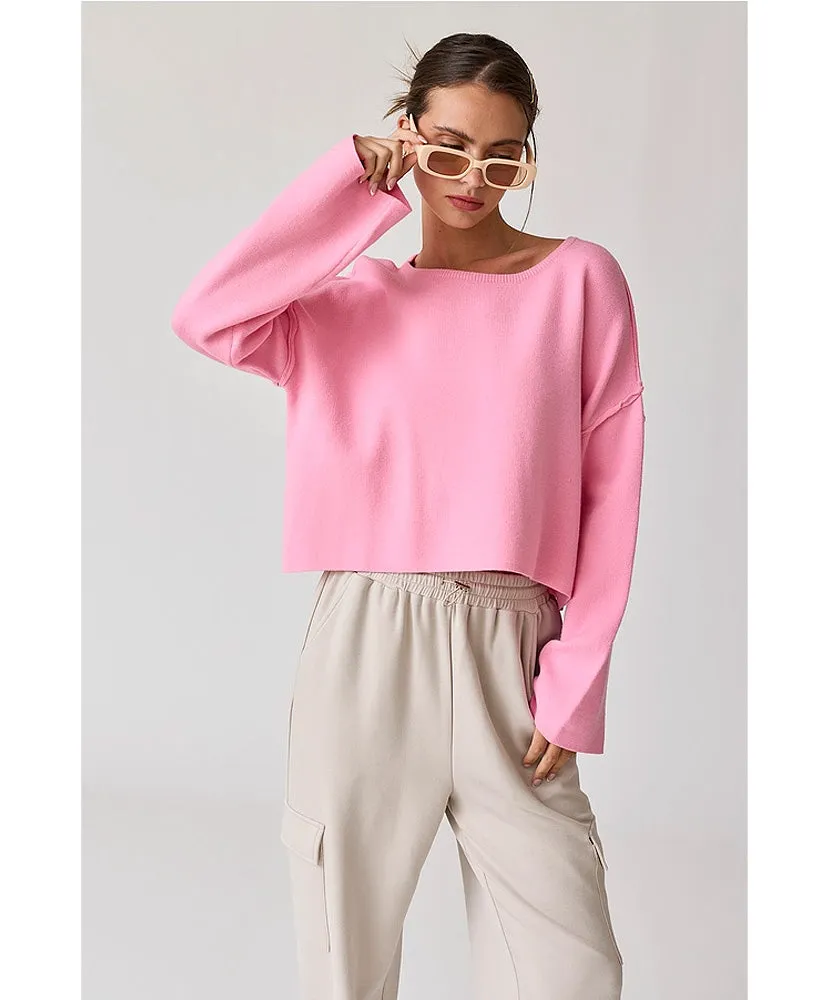 Lola Loose Fit Round Neck Crop Length Knit Top