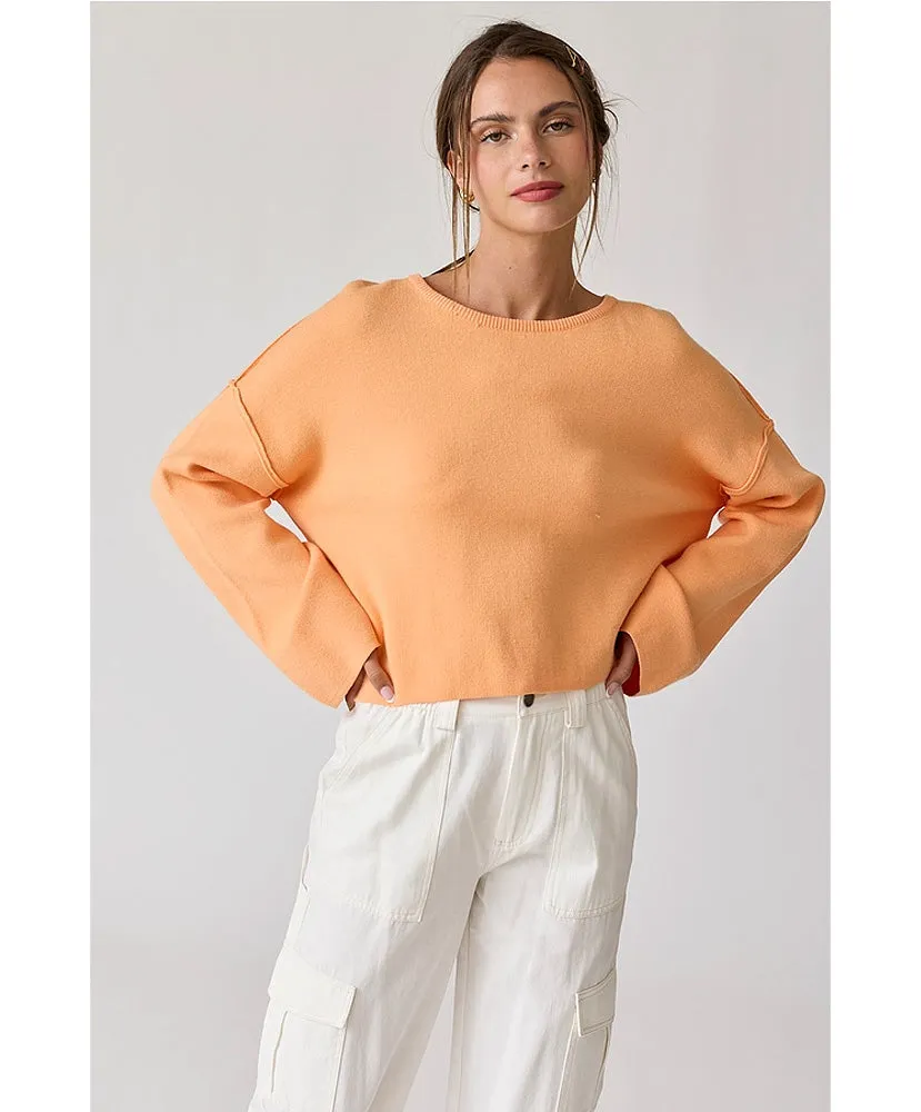 Lola Loose Fit Round Neck Crop Length Knit Top