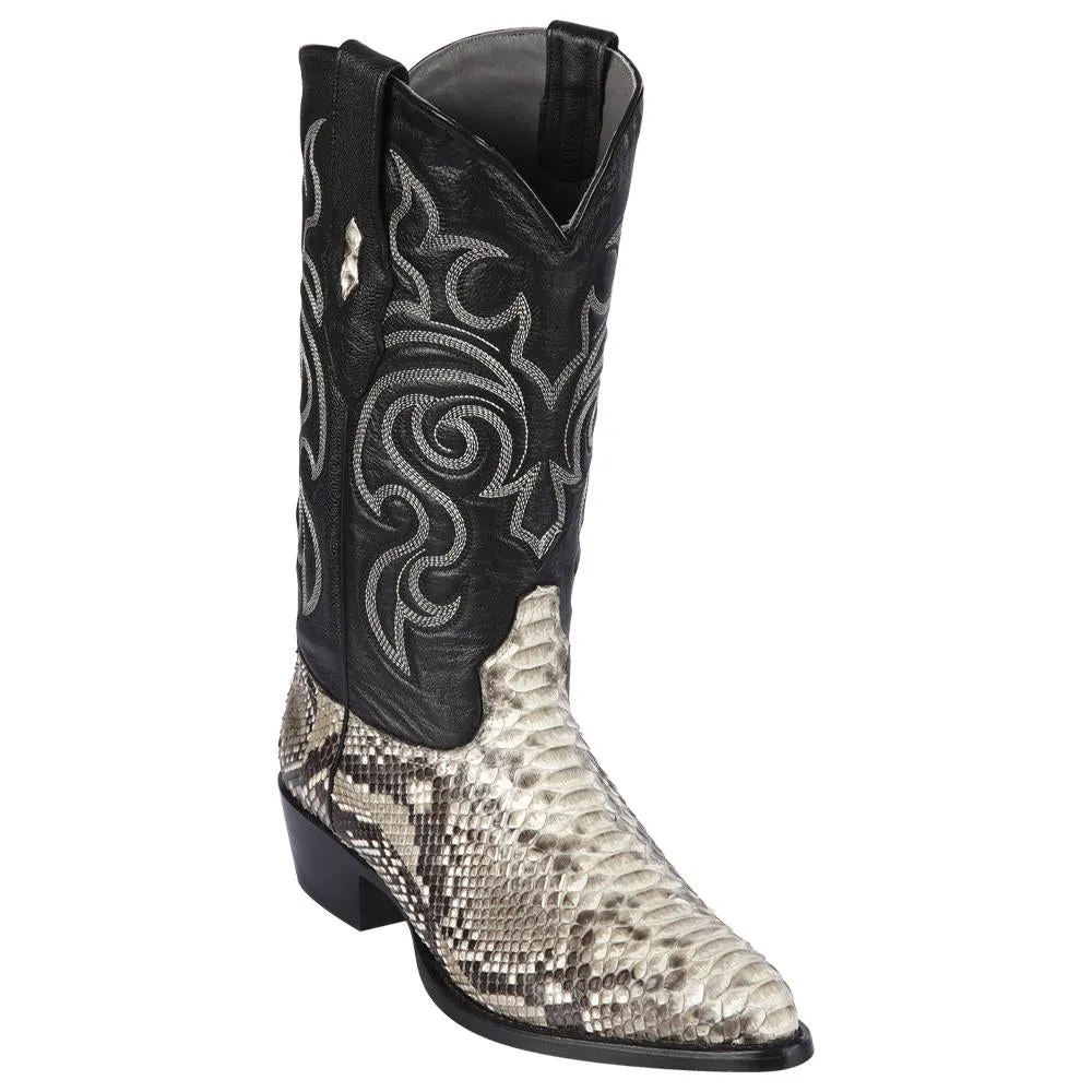 Los Altos Boots Mens #995749 J Toe | Genuine Python Snakeskin Boots | Color Natural