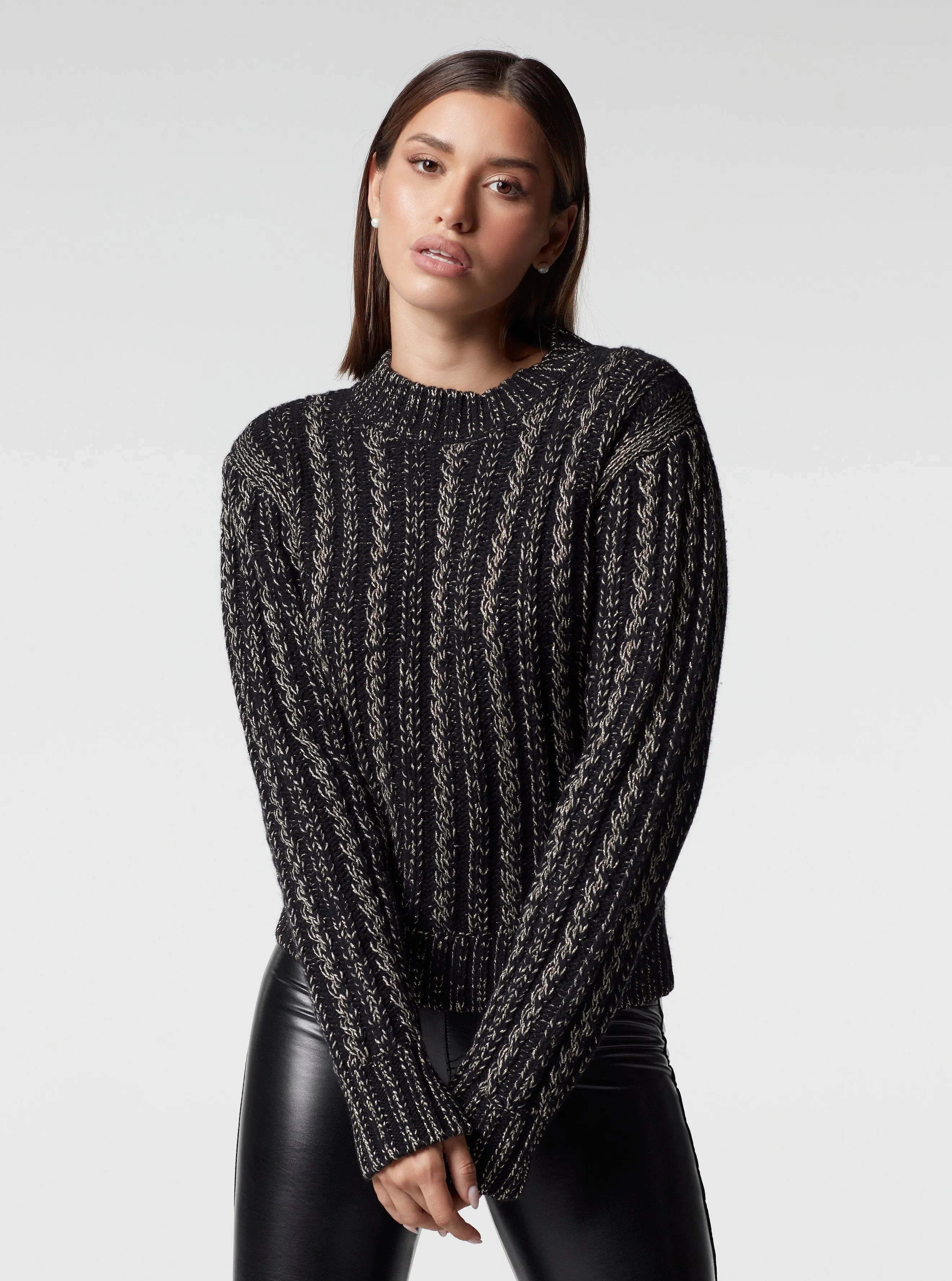 LUREX CABLE KNIT SWEATER - FINAL SALE