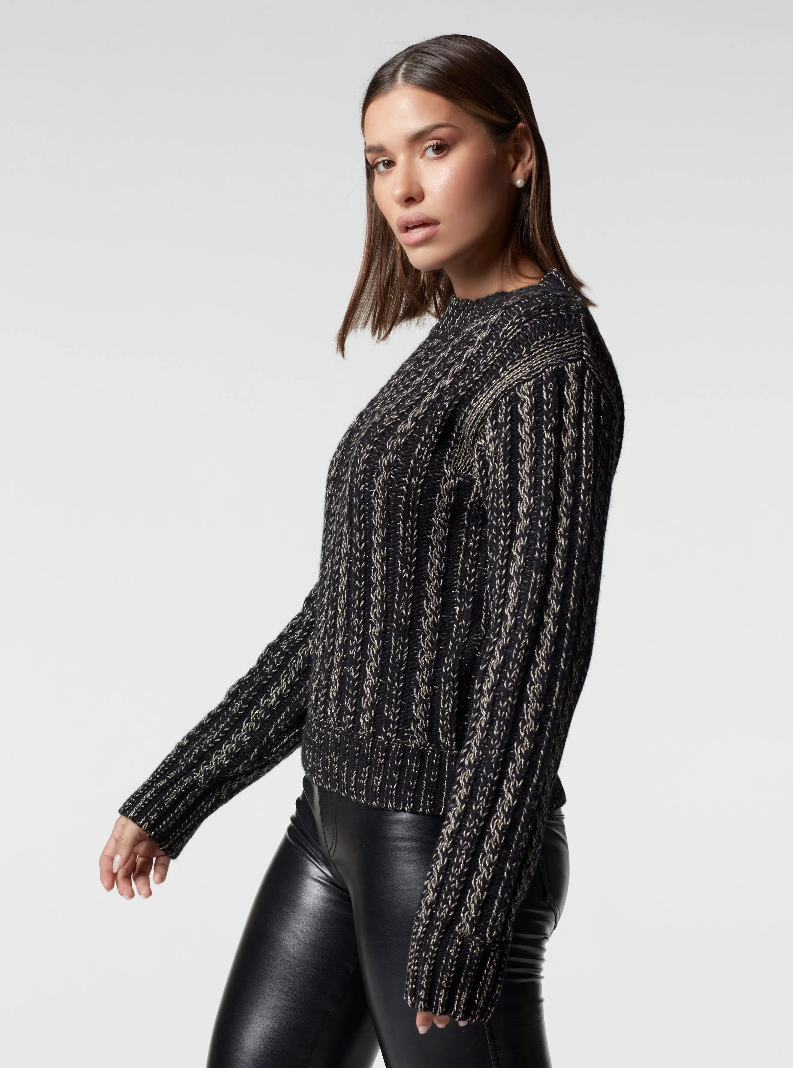 LUREX CABLE KNIT SWEATER - FINAL SALE