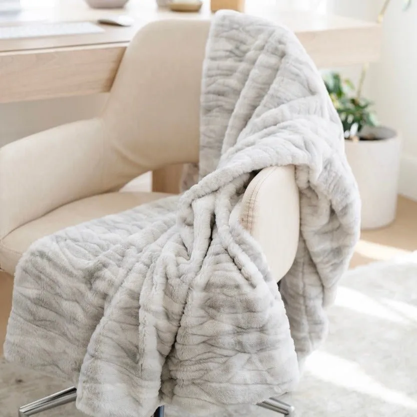 MARBLE FAUX FUR/MINKY THROW BLANKETS