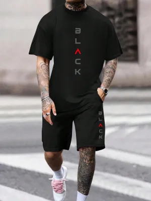 Men's Round Neck Short Sleeve T-Shirt And Shorts Casual Commute Set