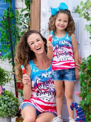 Mommy and Me Fireworks and Freedom Tie Dye Tank Top