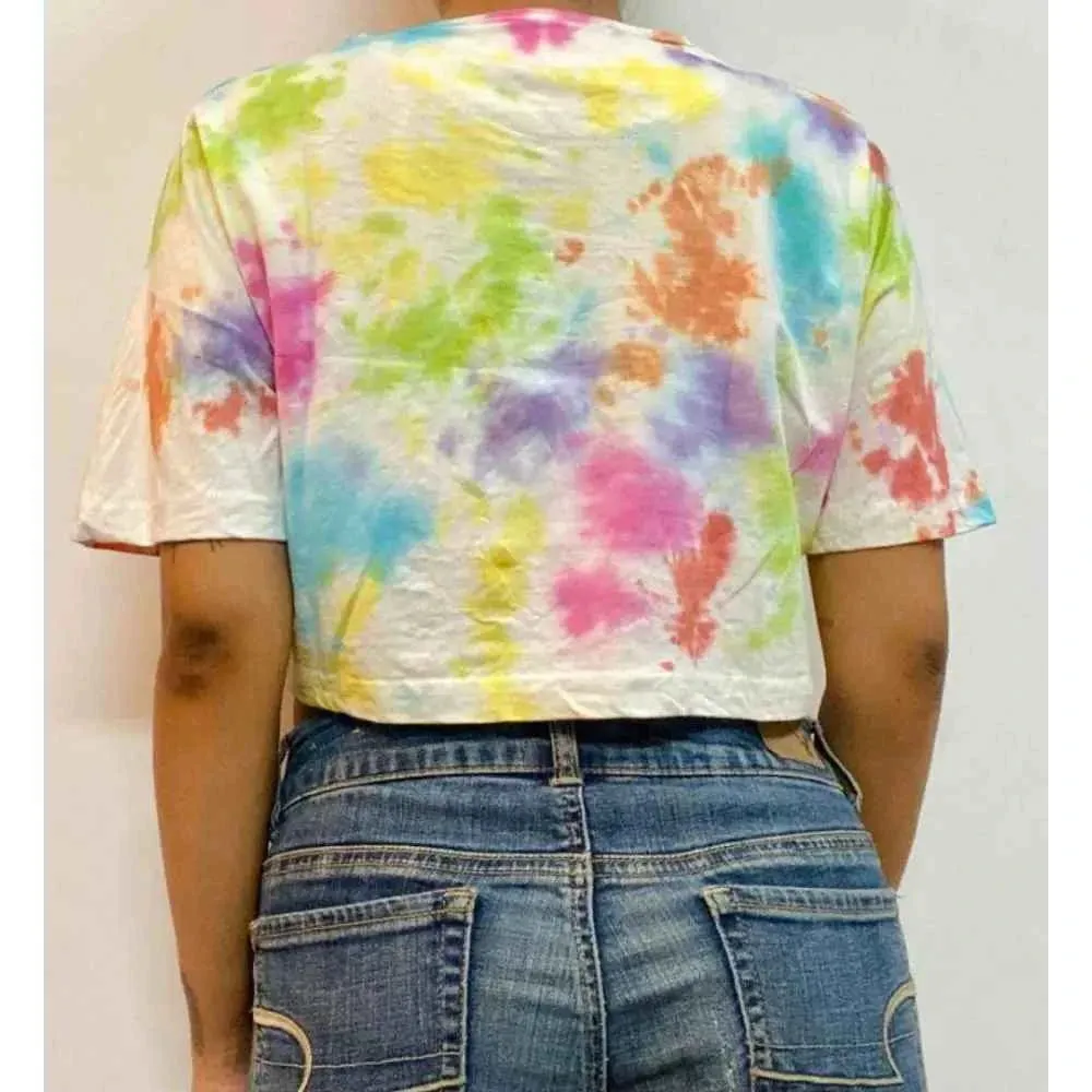 Multicolour Dots Tie Dye Cotton Crop Top