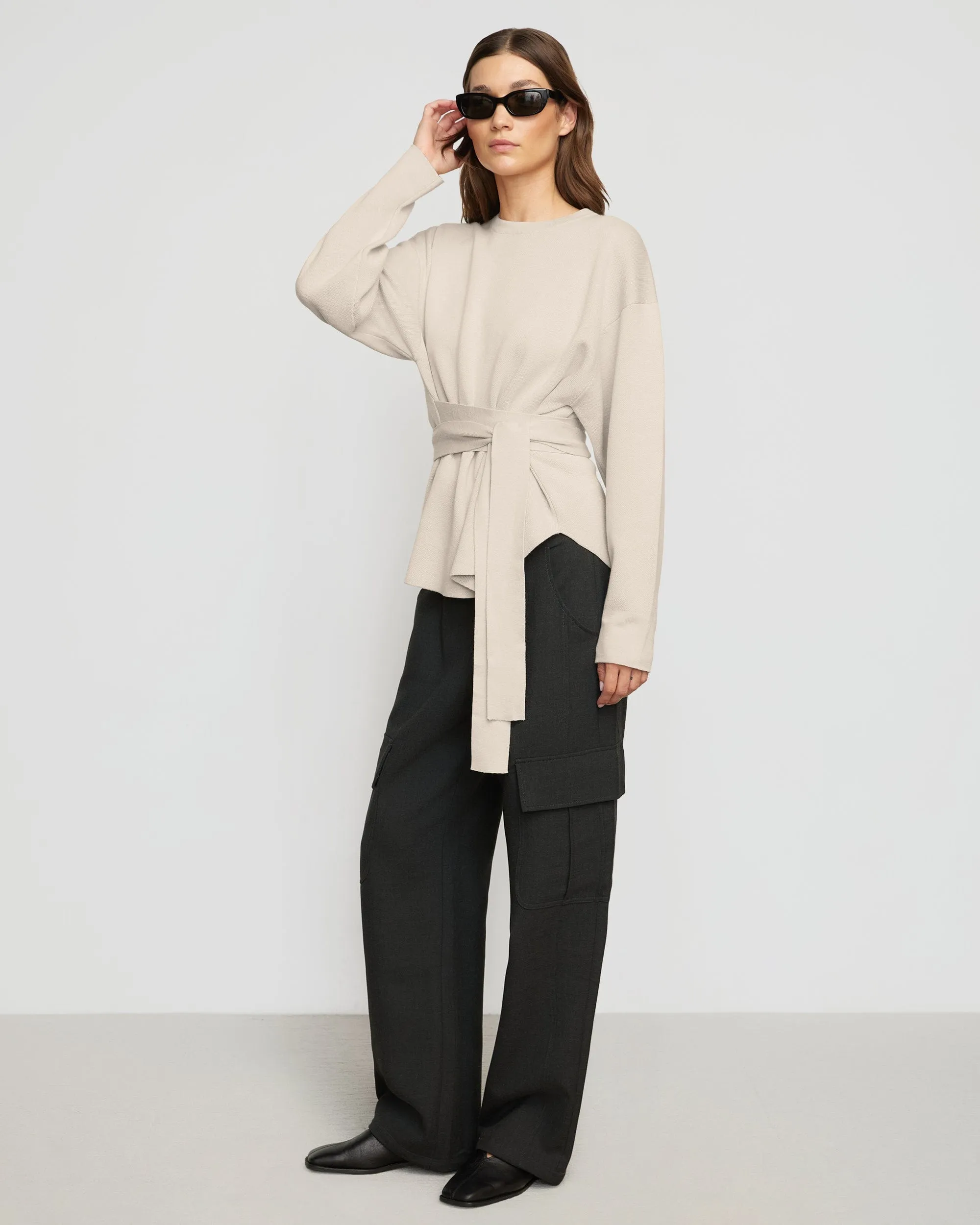 Nara Tie-Front Knit Sweater