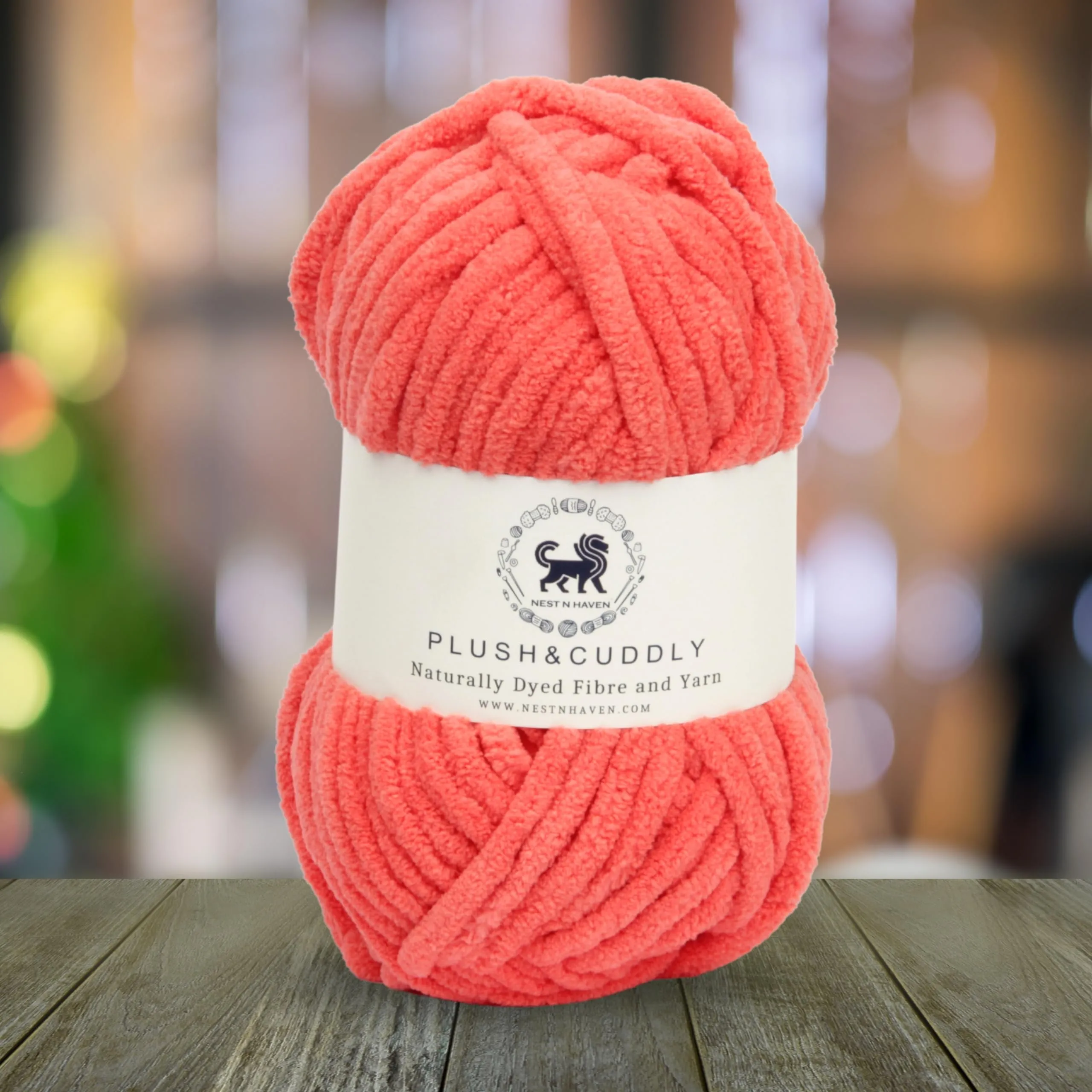 NESTNHAVEN, Wool, Plush & Cuddly, Chenille Yarn Supersoft Hand Knitting Wool Ball, (1 Ball/100 Gram Each) Ball Suitable for Craft, Babywear, Baby Blankets, 5 Bulky, Shade no - NNHB061 (Coral)