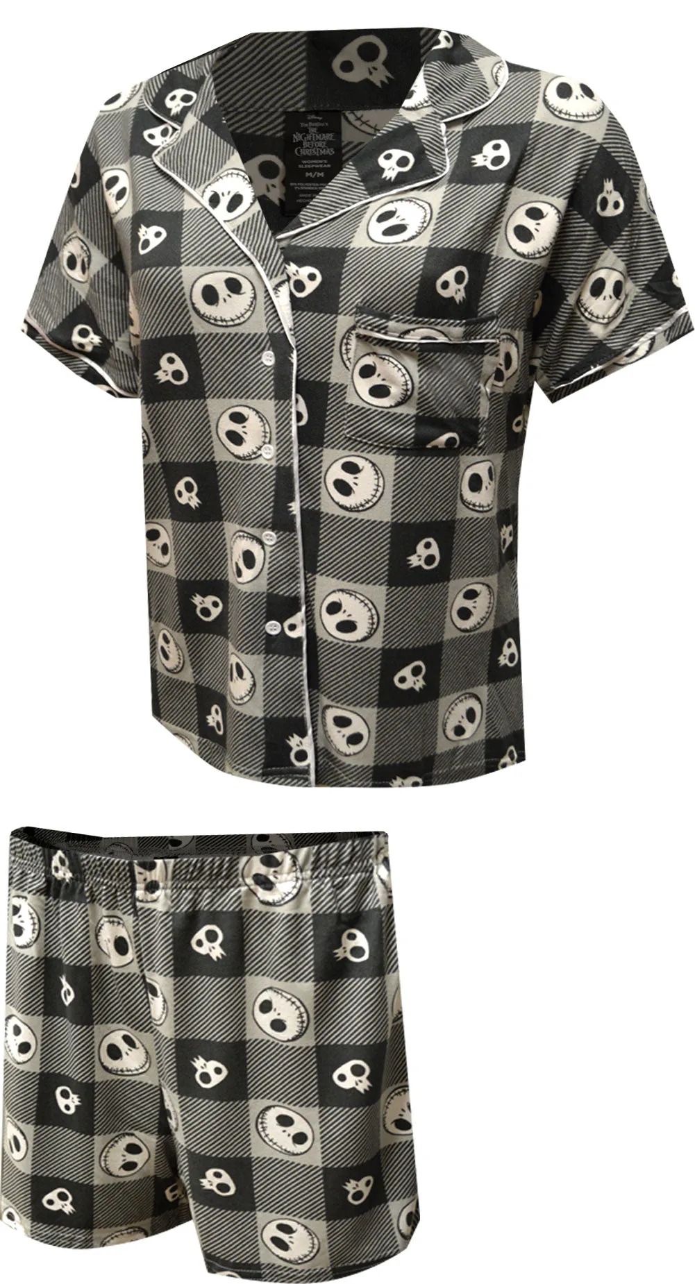 Nightmare Before Christmas Jack Skellington Plaid Shortie Pajama