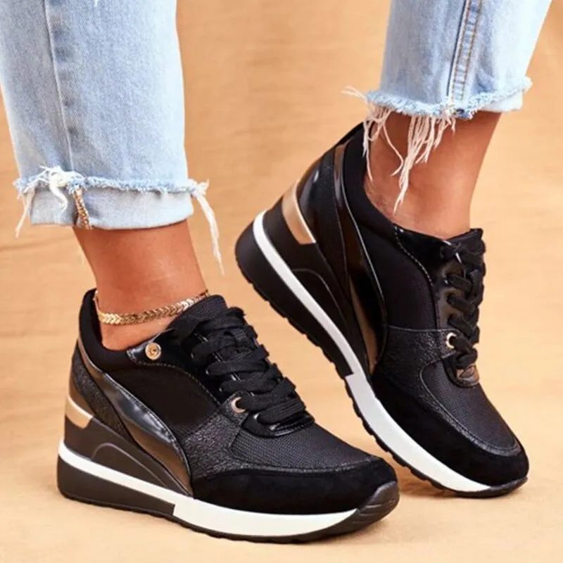 OCW Women Orthopedic Shoes Comfortable Sneakers Lace-up Casual High Platforms