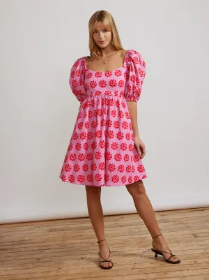 Olga Tie Back Pink Geo Floral Mini Dress